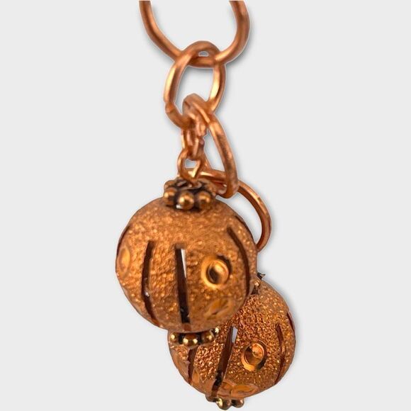 Vintage Copper Beaded Dangle Earrings - Picture 2 of 7